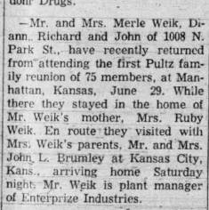 First Pultz Family Reunion June 1958